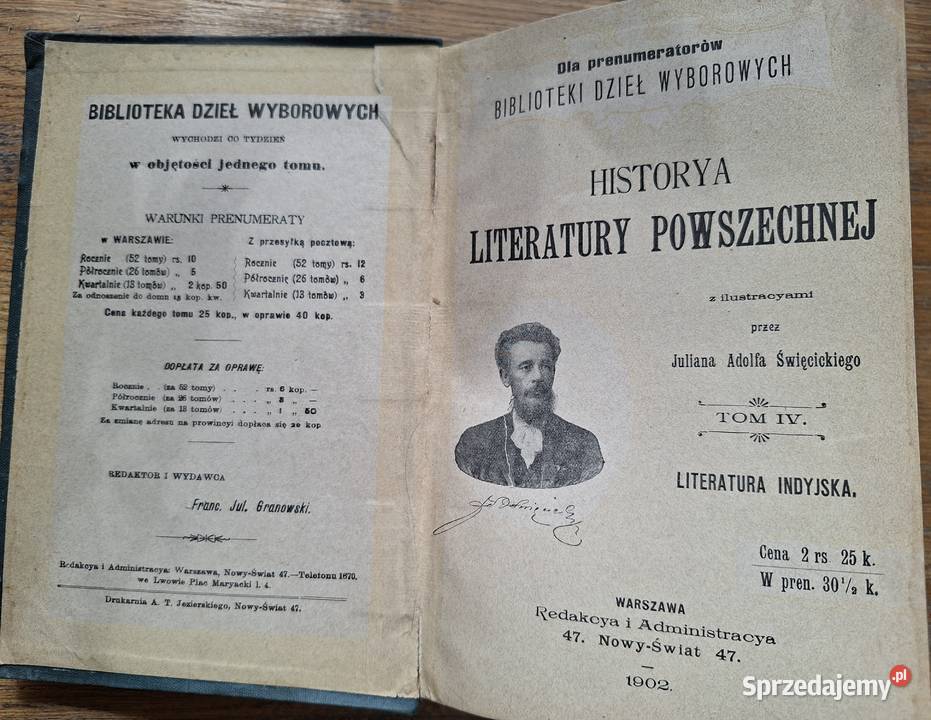 Historya Literatury Indyjskiej JA Święcicki Kraków