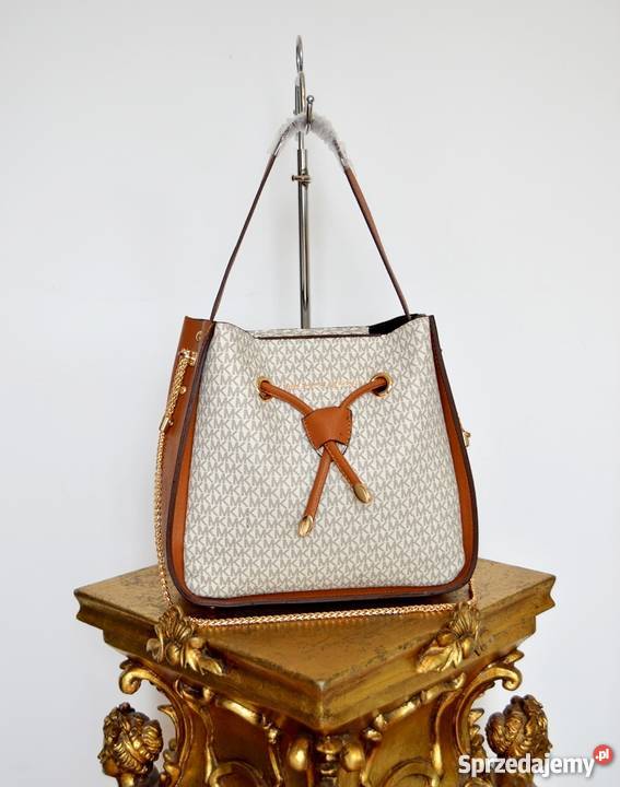 MICHAEL KORS TOREBKA MK MONOGRAM ŁAŃCUSZKI ECRU Na ramię  Bydgoszcz