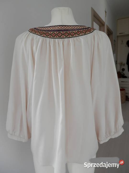 Bluzka Kremowa Obłędny Haft w stylu Etno Boho podlaskie Łomża
