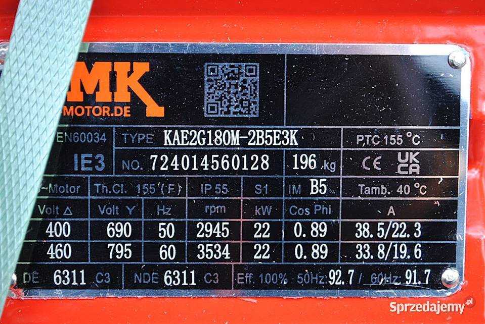 Silnik elektryczny kołnierzowy 22kw 2945obrmin Kargowa