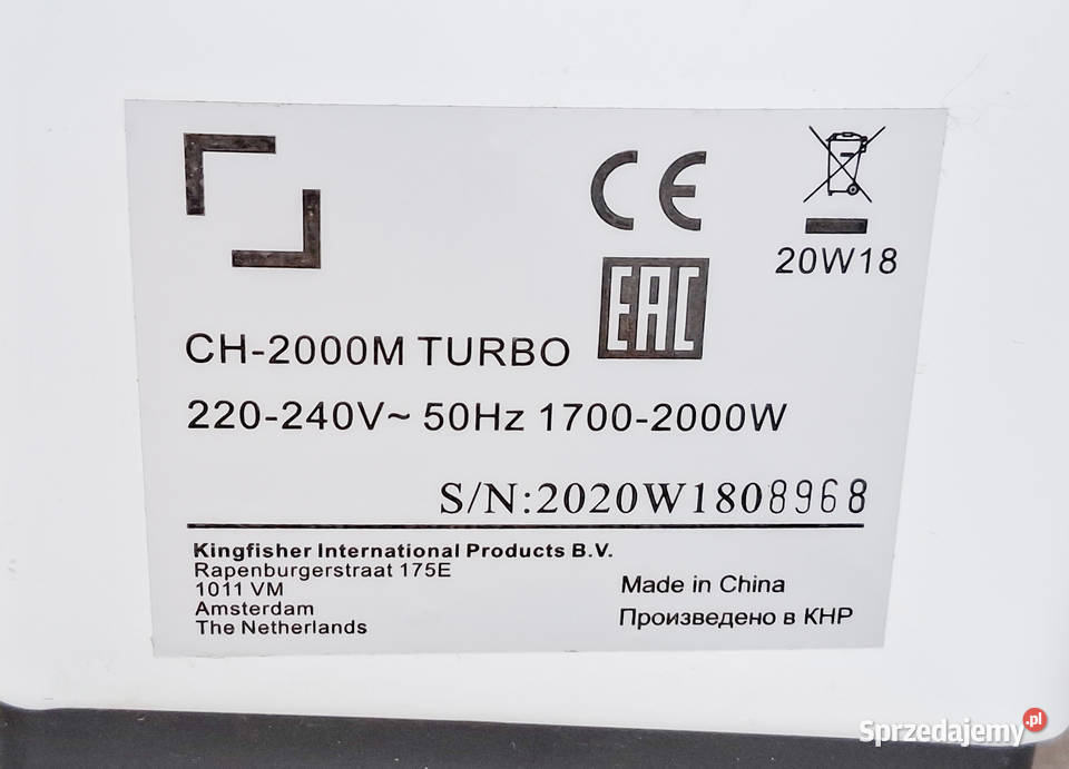 Grzejnik konwektor CH2000M Turbo 2000 W Częstochowa sprzedam