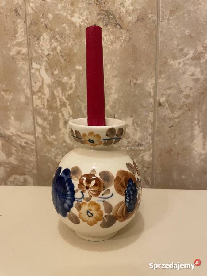 Włocławek stary świecznik porcelanowy ręcznie Łódź