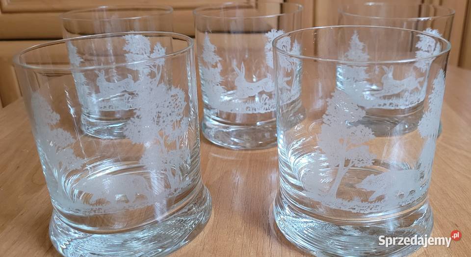 Szklanki do whisky prl motyw myśliwski plus Katowice