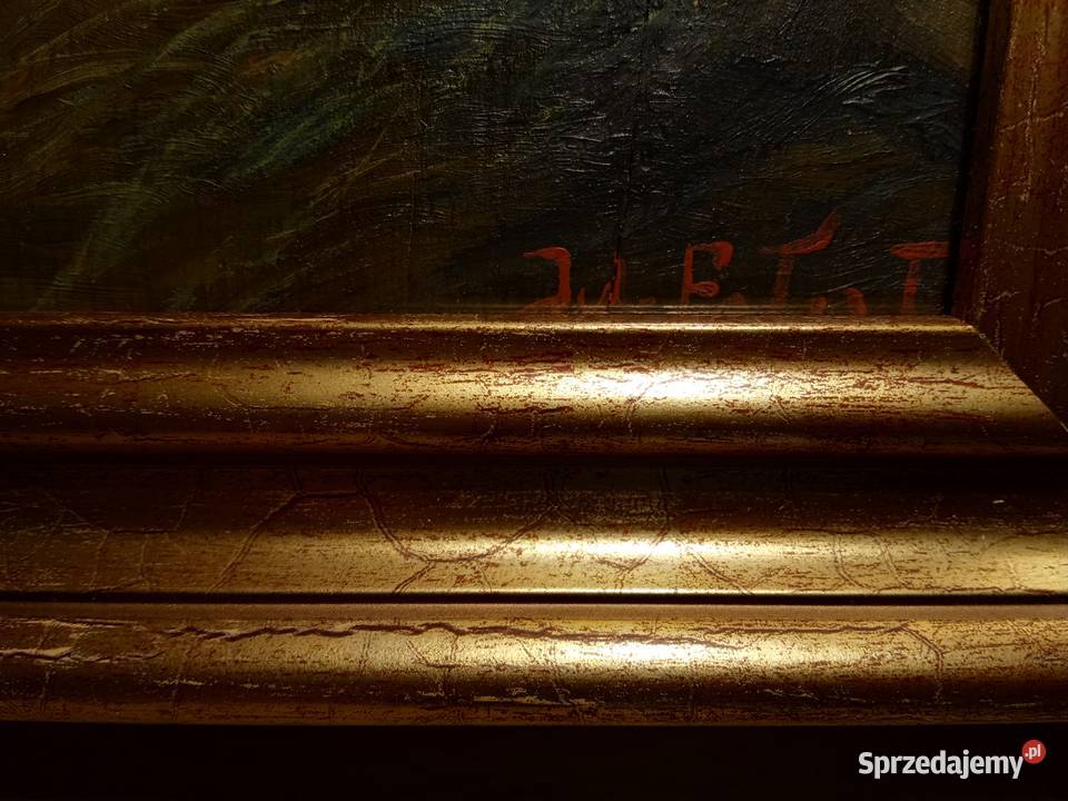 Piękny stary obraz olejny na sklejce Głuszec J Kraków