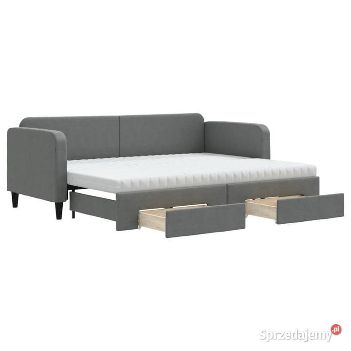 Sofa rozsuwana z szufladami ciemnoszara tkanina