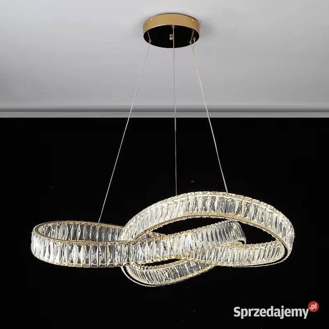 Złoty nowoczesny żyrandol kryształowy glamour mazowieckie Warszawa