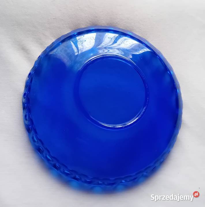 Kobaltowa miska z ażurowym obrzeżem Glaswerk Koźminek sprzedam