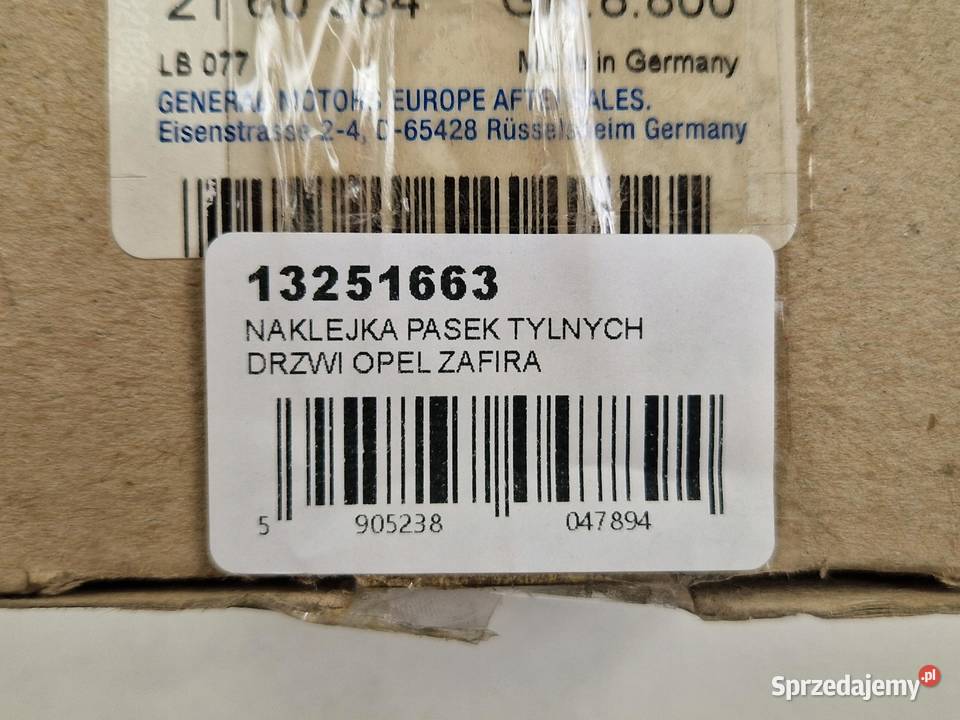 NAKLEJKA PASEK TYLNYCH DRZWI OPEL ZAFIRA B lubelskie