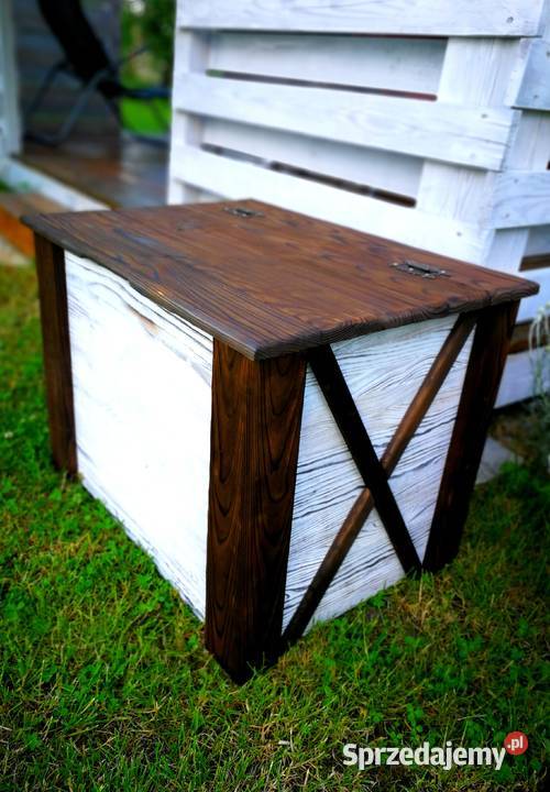 Skrzynia drewniana stolik kawowy opalony Radków