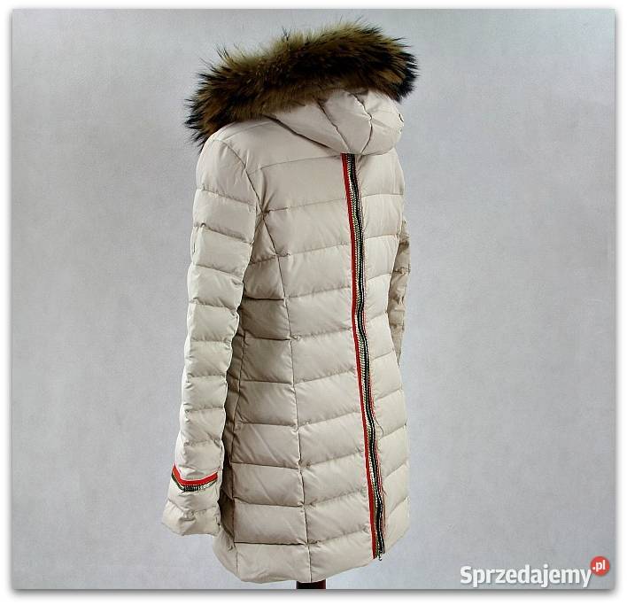Beżowa Puchowa Kurtka Futro Okazja M38 Moncler dolnośląskie