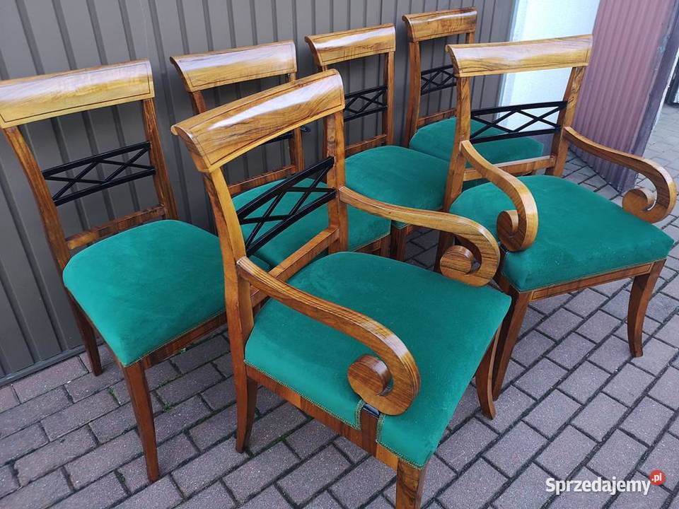 KrzesłaFotele Komplet Biedermeier Orzech Stare Swarzędz