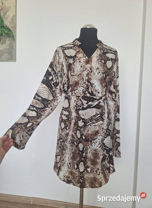 Śliczna wężowa sukienka jesienna zwiewna długi Kraków