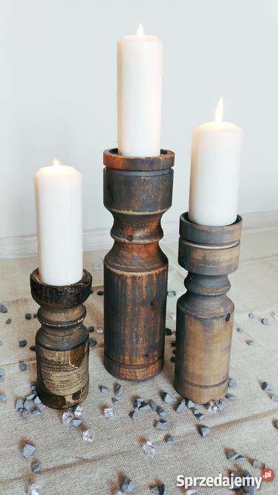 Świecznik drewniany ręcznie toczony rękodzieło