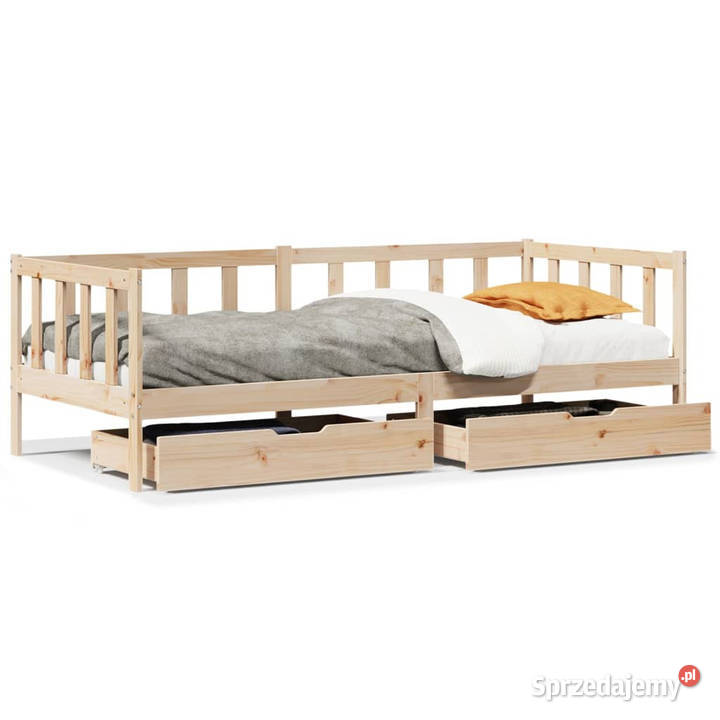Łóżko dzienne z szufladami lite drewno sosnowe 97cm