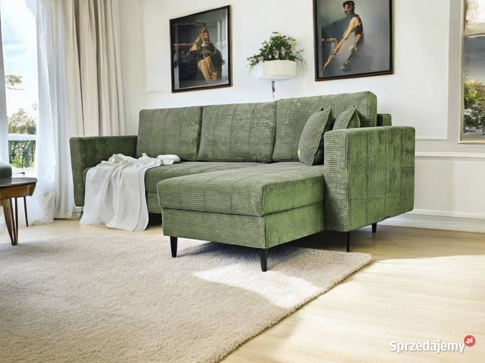 Narożnik Montana Sztruksowy Oliwkowy Funkcja Tarchały Małe