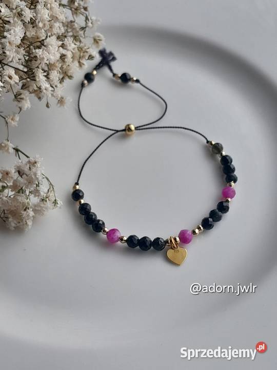 Kamienie naturalne Turmalin Serce Srebro Bransoletki Bieleń