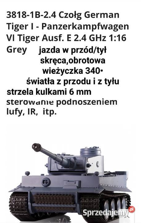 Czołg tygrys zdalnie sterowany pilotem 24Ghz