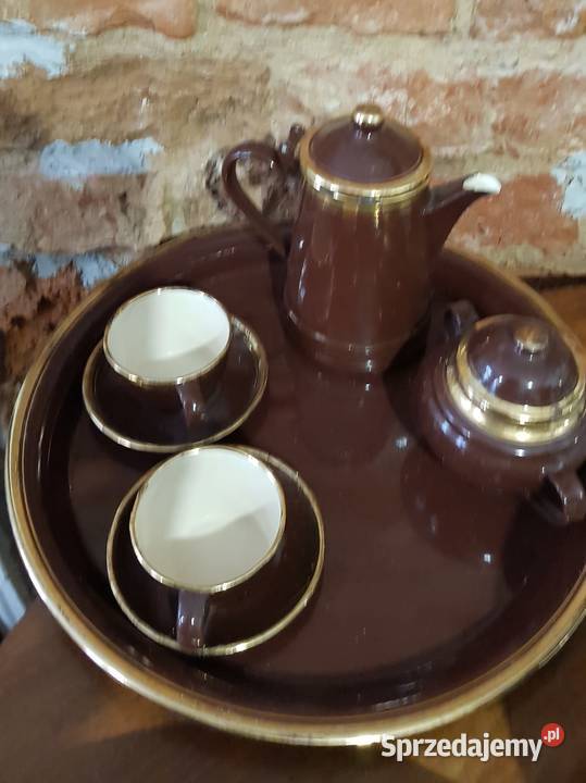 Serwis kawowy oficerski metalowy emalia Czech
