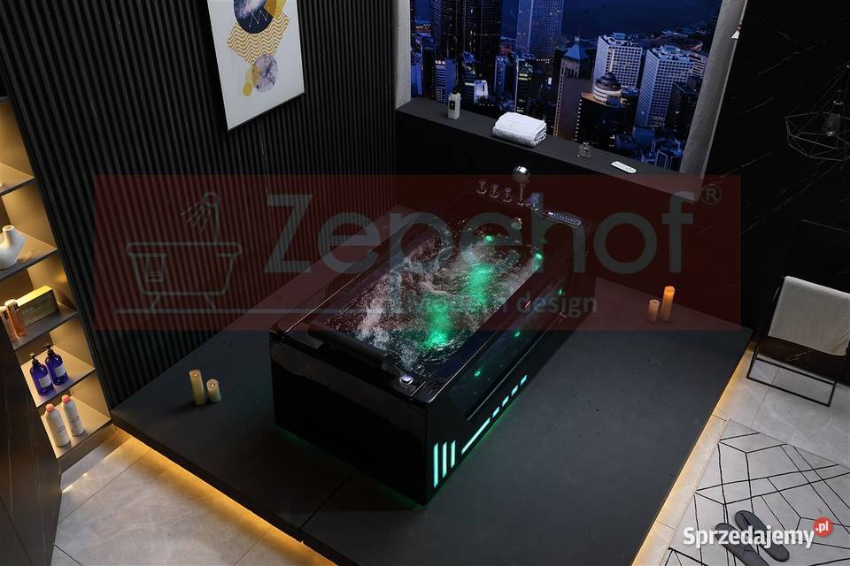 Czarna wanna z hydromasażem BC607 Schwarz podlaskie Grabówka