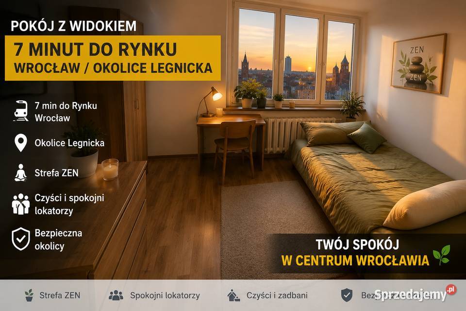 Pokój 15 met Legnickiej BALKONWINDA Wrocław Wynajem dolnośląskie