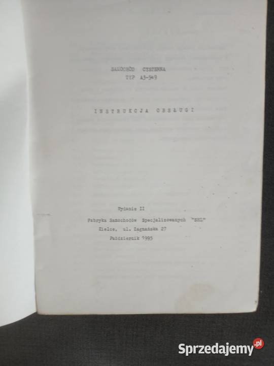 Instrukcja obsługi samochodów cysterna A3549 TOM Krosno