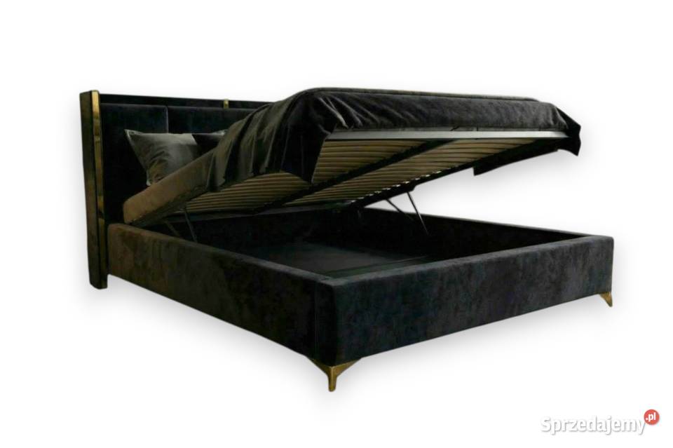 Łóżko ROKO czarne 160x200 pojemnik na pościel Łóżka Białystok