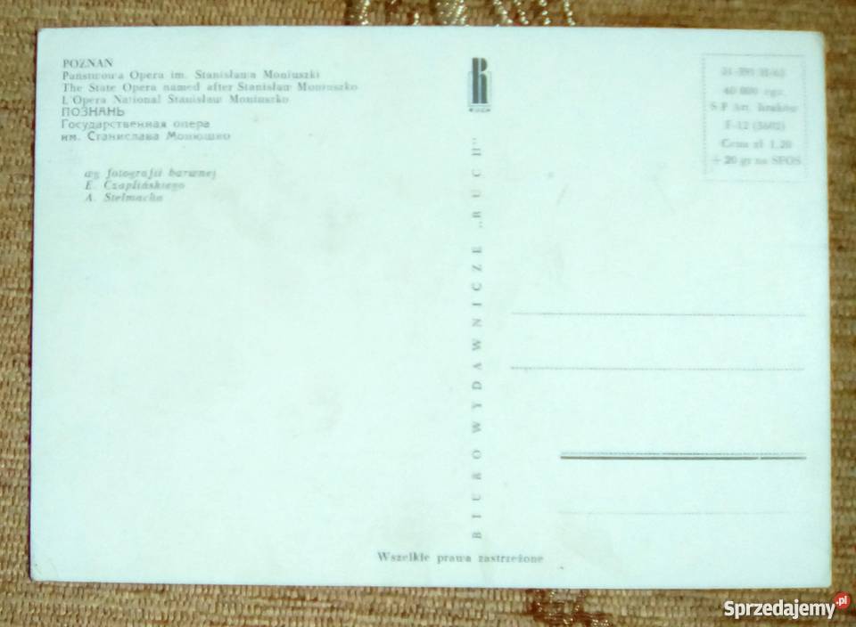 PAŃSTWOWA OPERA IM STANISŁAWA MONIUSZKI W Piszczac sprzedam