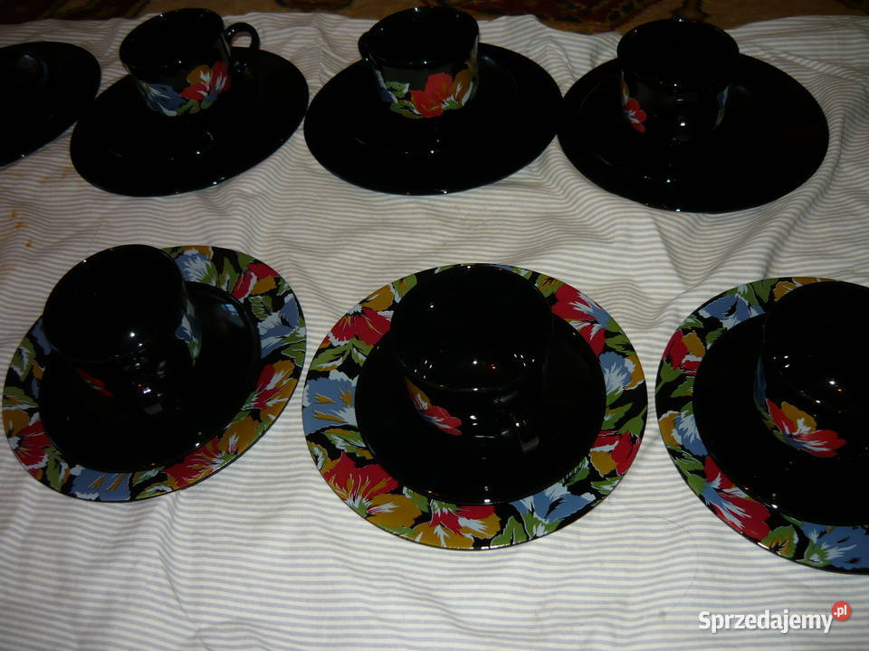 ARCOROK zestaw Francuski szklo CZARNE Porcelana i szkło śląskie Katowice