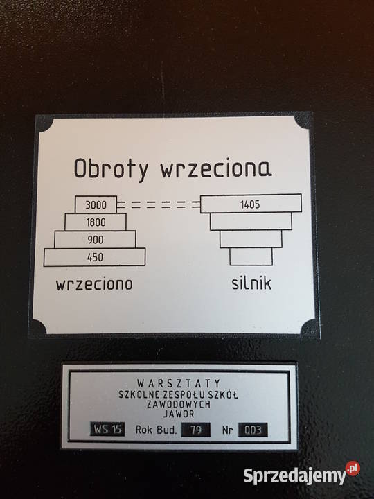 Wiertarka WS 15 Tabliczka Tabliczki Obroty Ręczne