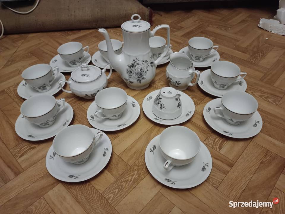 Porcelana Bogucice kom 12 os kawowy PRL Będzin