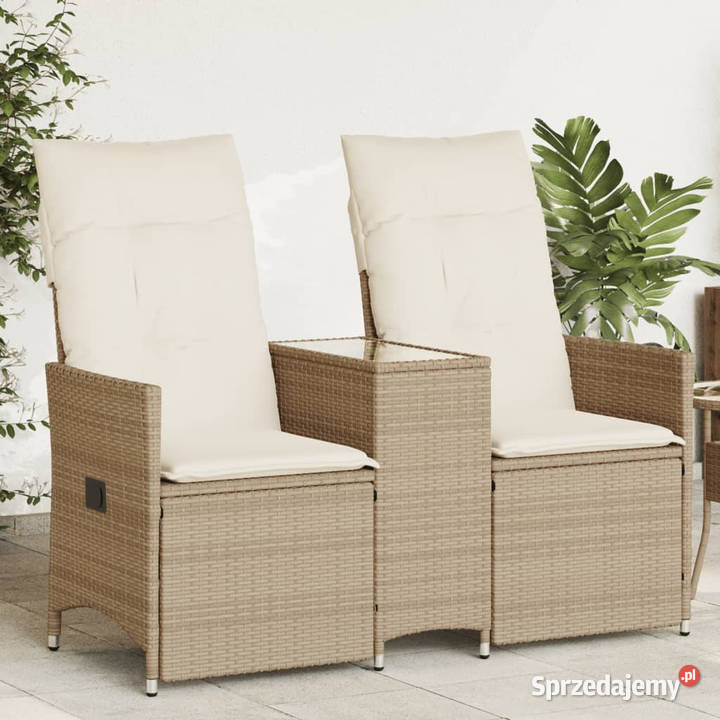 Rozkładana sofa ogrodowa ze stolikiem 2os beż Warszawa sprzedam