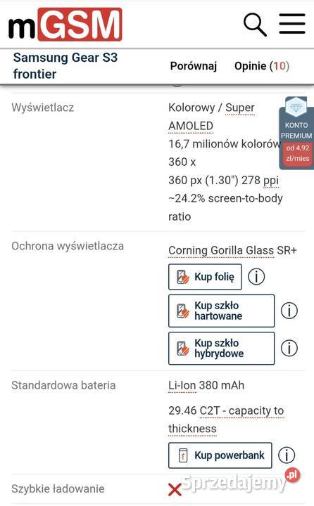 Smartwatch SAMSUNG GEAR S3 FRONTIER SMR76 mazowieckie Małkinia Górna