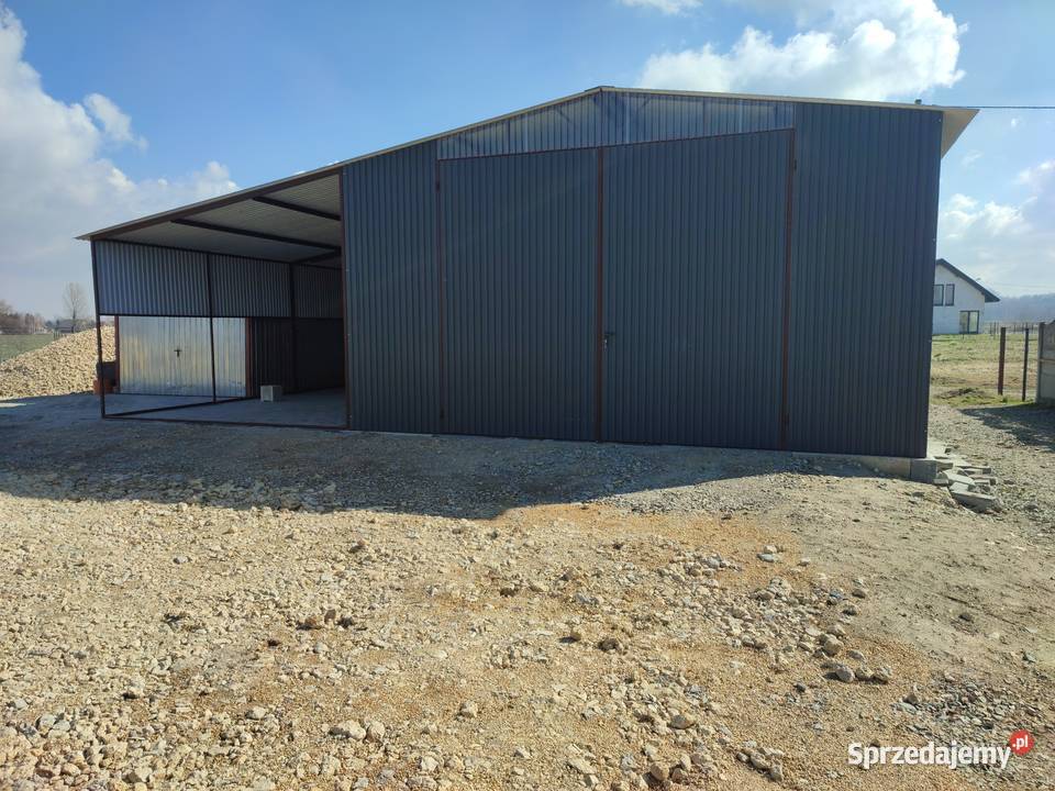 Garaż blaszany Grafitowy z zadaszeniem boczn Hale i magazyny dolnośląskie Jawor