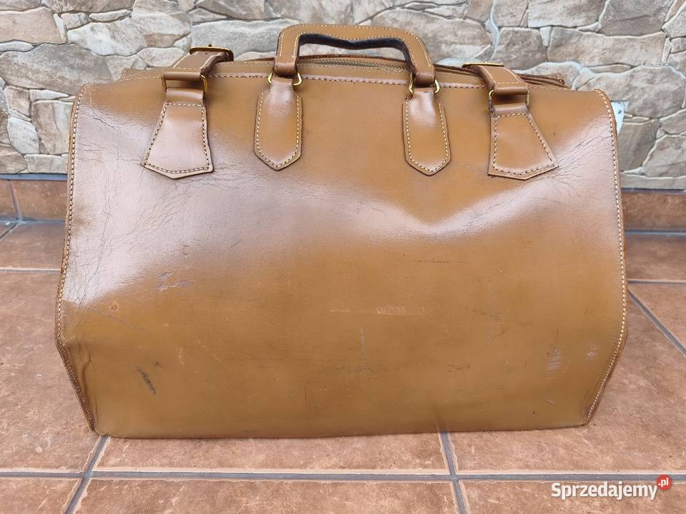 Torba podróżna skórzana VINTAGE Retro PRL Z Szczyrk