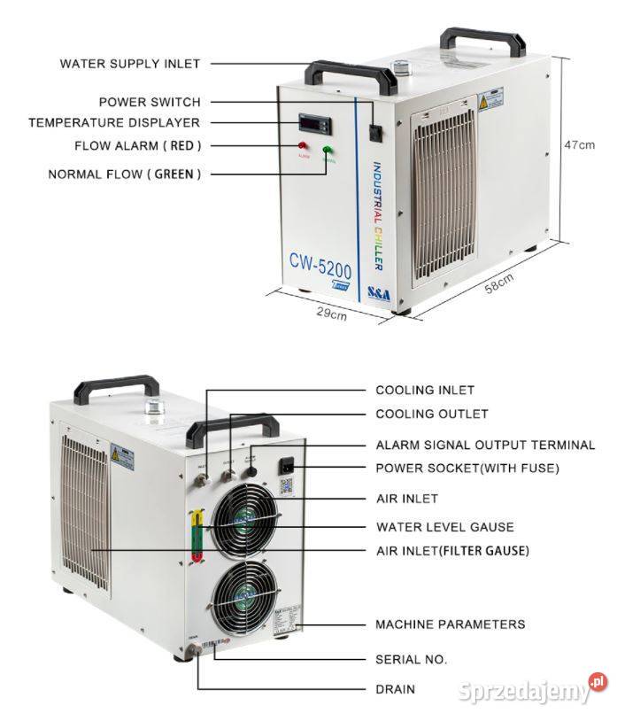 Chłodnica Chiller Cw5200 Cw5200 Ag Laser śląskie Czechowice-Dziedzice sprzedam