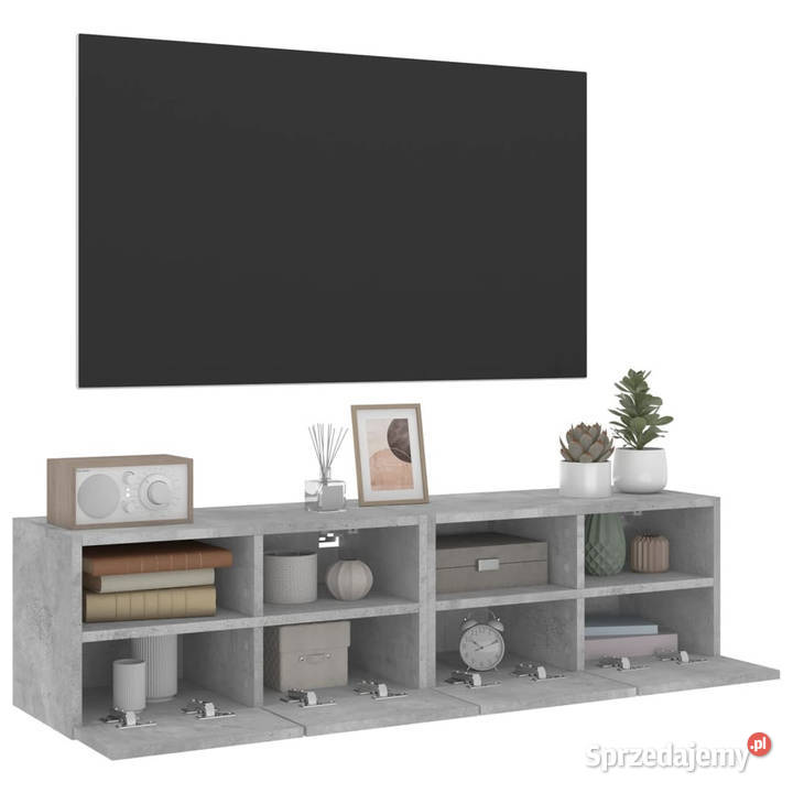 Ścienne szafki TV 2 szarość betonu 60x30x30