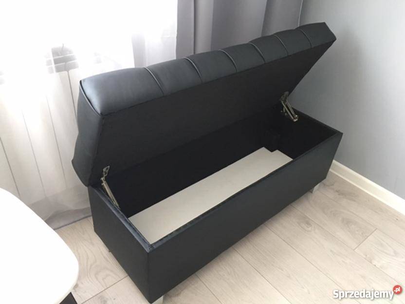 Czarna pufa pikowana tapicerowana kufer 40cm Kępno