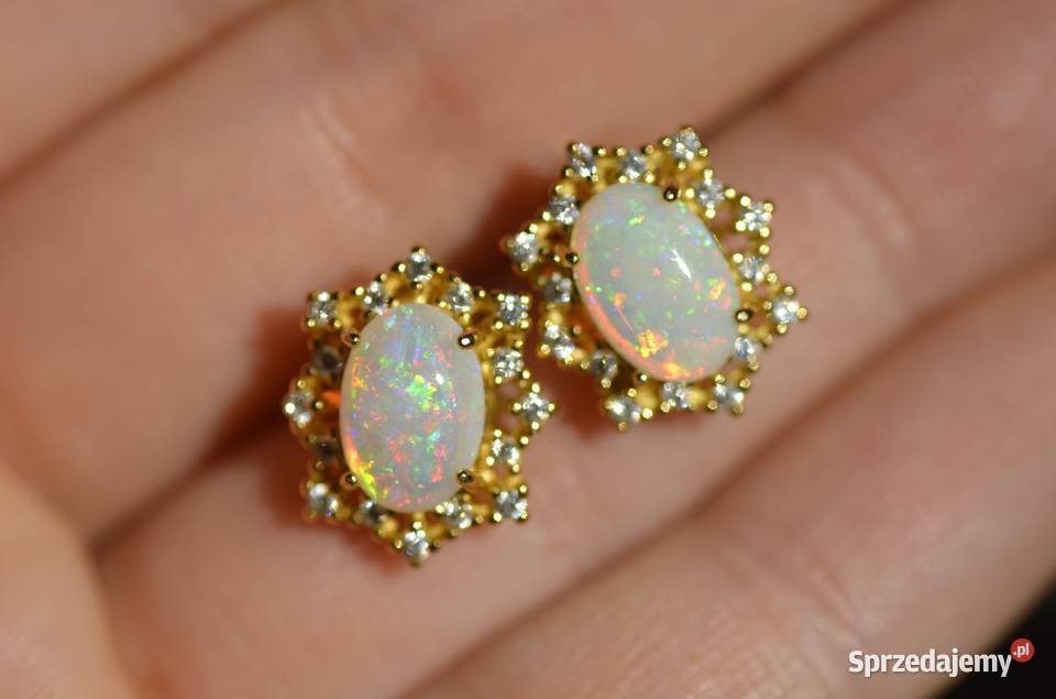 Kolczyki z naturalnymi opalami brazylijskimi Warszawa sprzedam