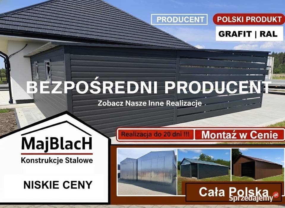 GRAFITOWA Wiata ze Schowkiem wewnątrz Garaż z samodzielny świętokrzyskie Jędrzejów