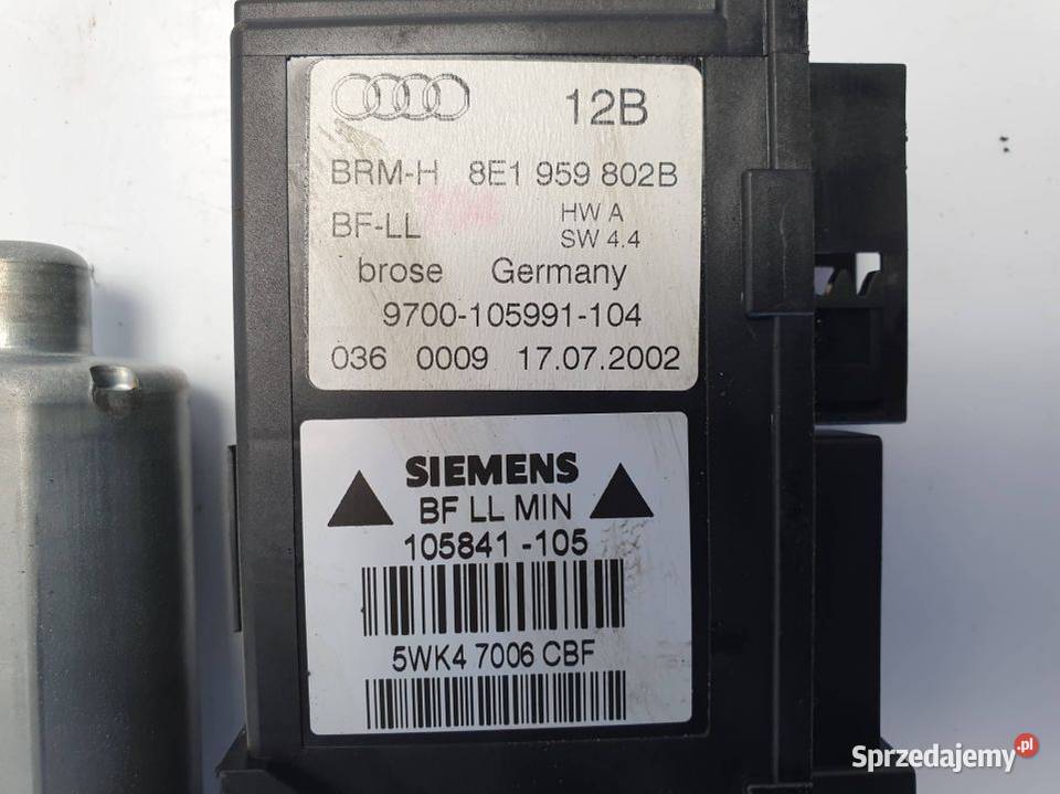 SILNICZEK SZYBY PP AUDI A4 B6 8E1959802B Motoryzacja Lipno