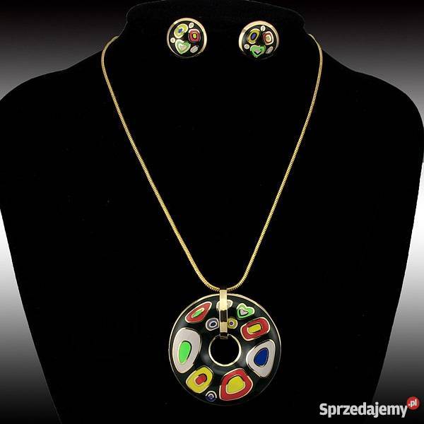 Emaliowany naszyjnik kolczyki