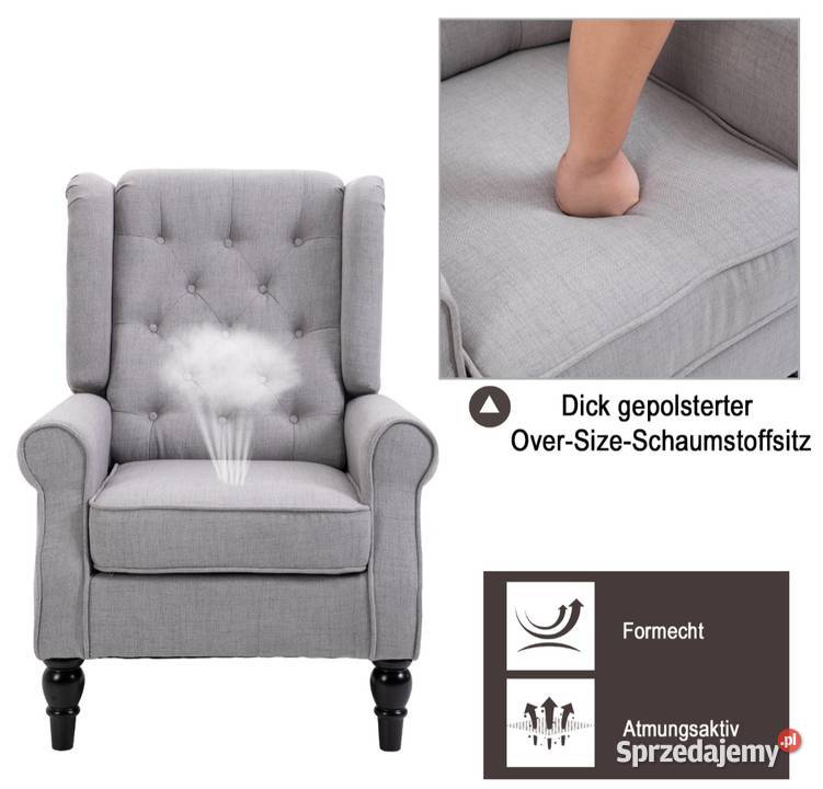Sofa relaksacyjna jednoosobowa z tuftingiem Pozostałe Brzesko