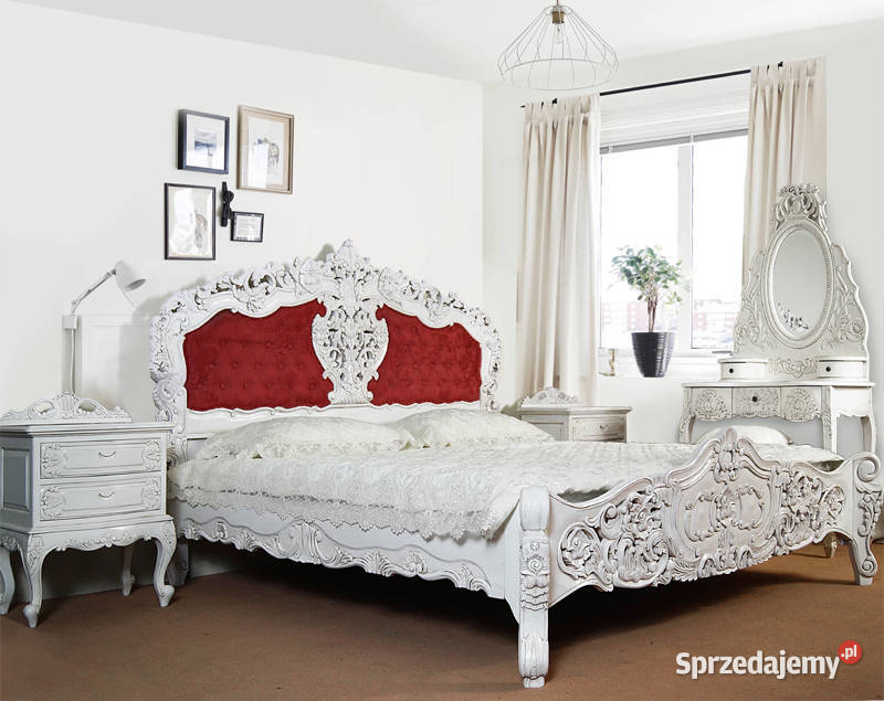 Nowe łóżko białe tapicerowane 180x200 cm barok rokoko 78247t