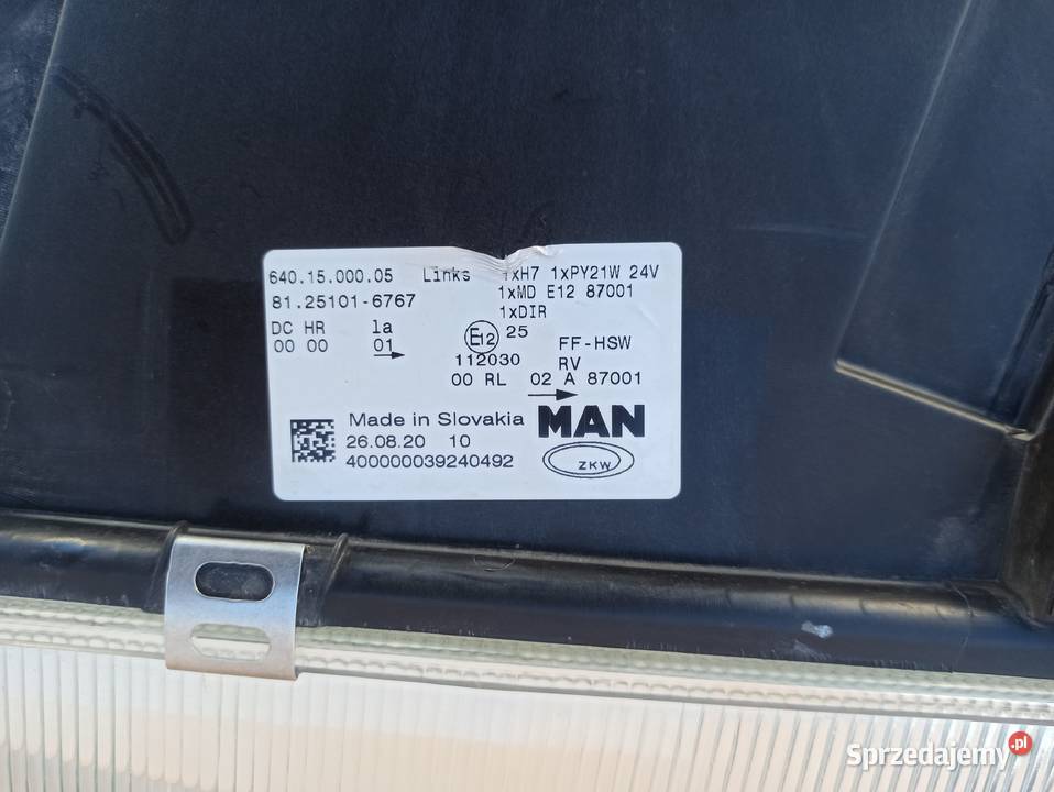 MAN TGX TGS REFLEKTOR LEWY XENON LAMPA LEWA lubuskie Bieleń sprzedam