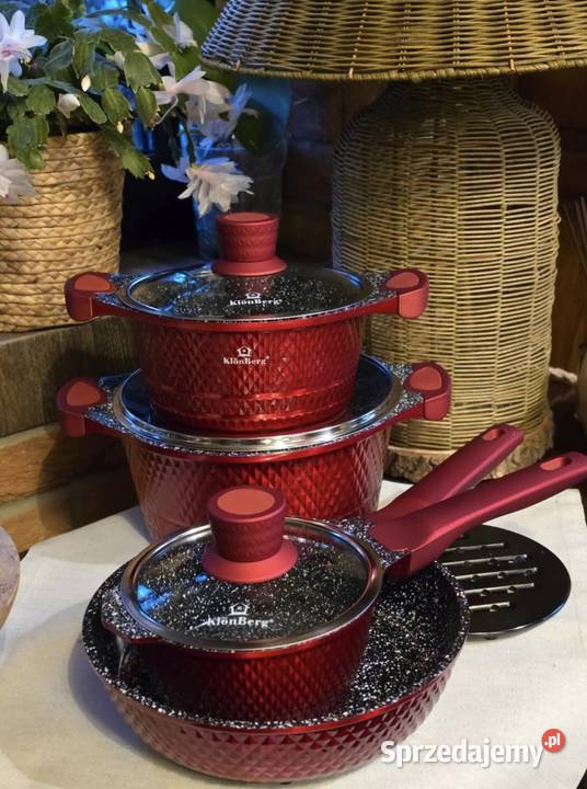 309 Garnki lakierowane czerwone Modern Zabrze sprzedam