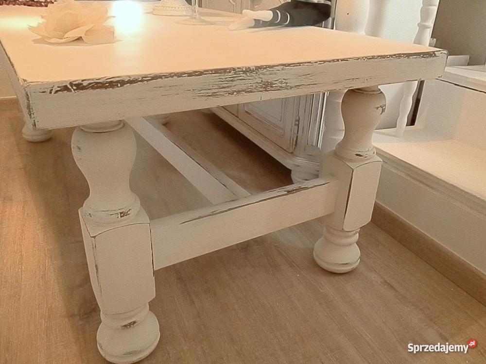 Ława niski stolik shabby chic prowansja biała