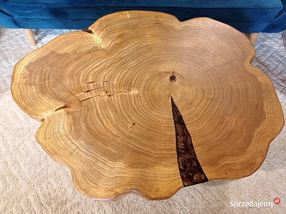 Stolik kawowy 96x78 LIVE EDGE plaster drewna Śrem