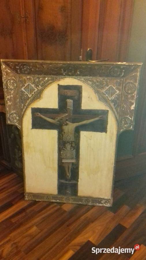 Obraz tempera na desce Chrystus XIX wiek warmińsko-mazurskie Orneta