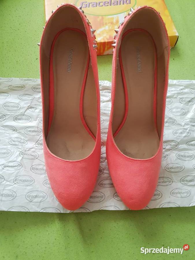 NOWE Buty na obcasie koralowe łososiowe kolce inna dolnośląskie