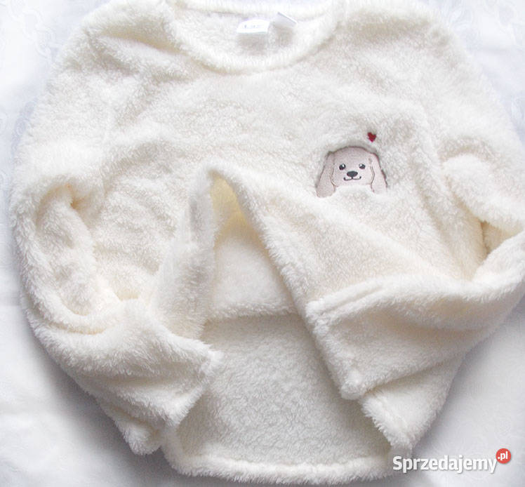 ciepła bluza z futerka kremowa bluza z misia Odzież sportowa